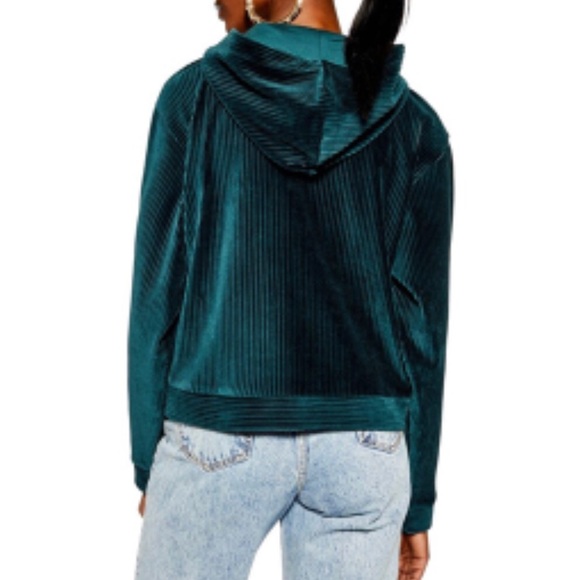 Topshop | Green Cord Velour Hooded Sweatshirt *NWT - Picture 2 of 8
